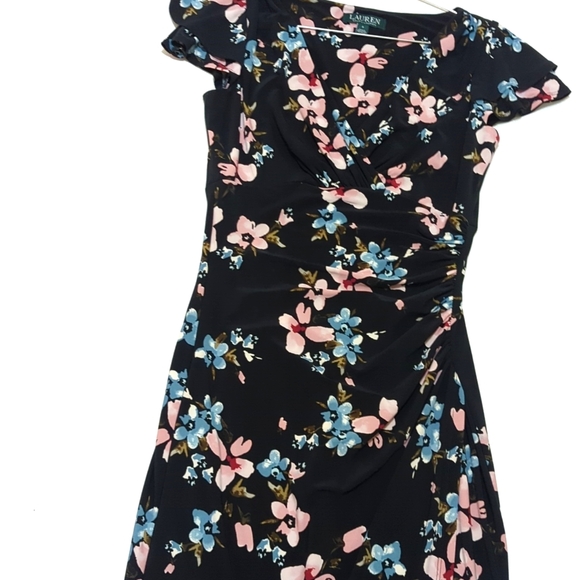 Lauren Ralph Lauren | Floral Midi Dress | V Neck | Wedding Guest | Shabby Chic| - Picture 5 of 10